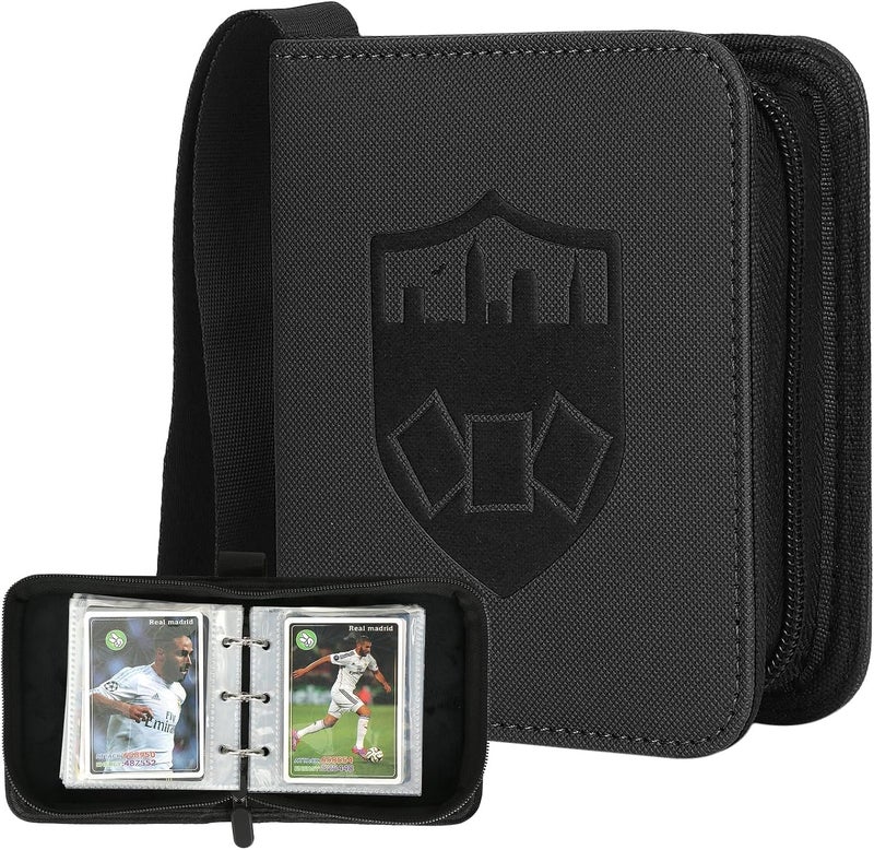 GERMUN Mini Card Binder 1 Pocket, 80 Pockets Trading Card Binder, Premium Small 2 Pocket Trading Card Collection Album Folder with 40 Sleeves Double Sided - Gifts for Kids (Black） - Image 1